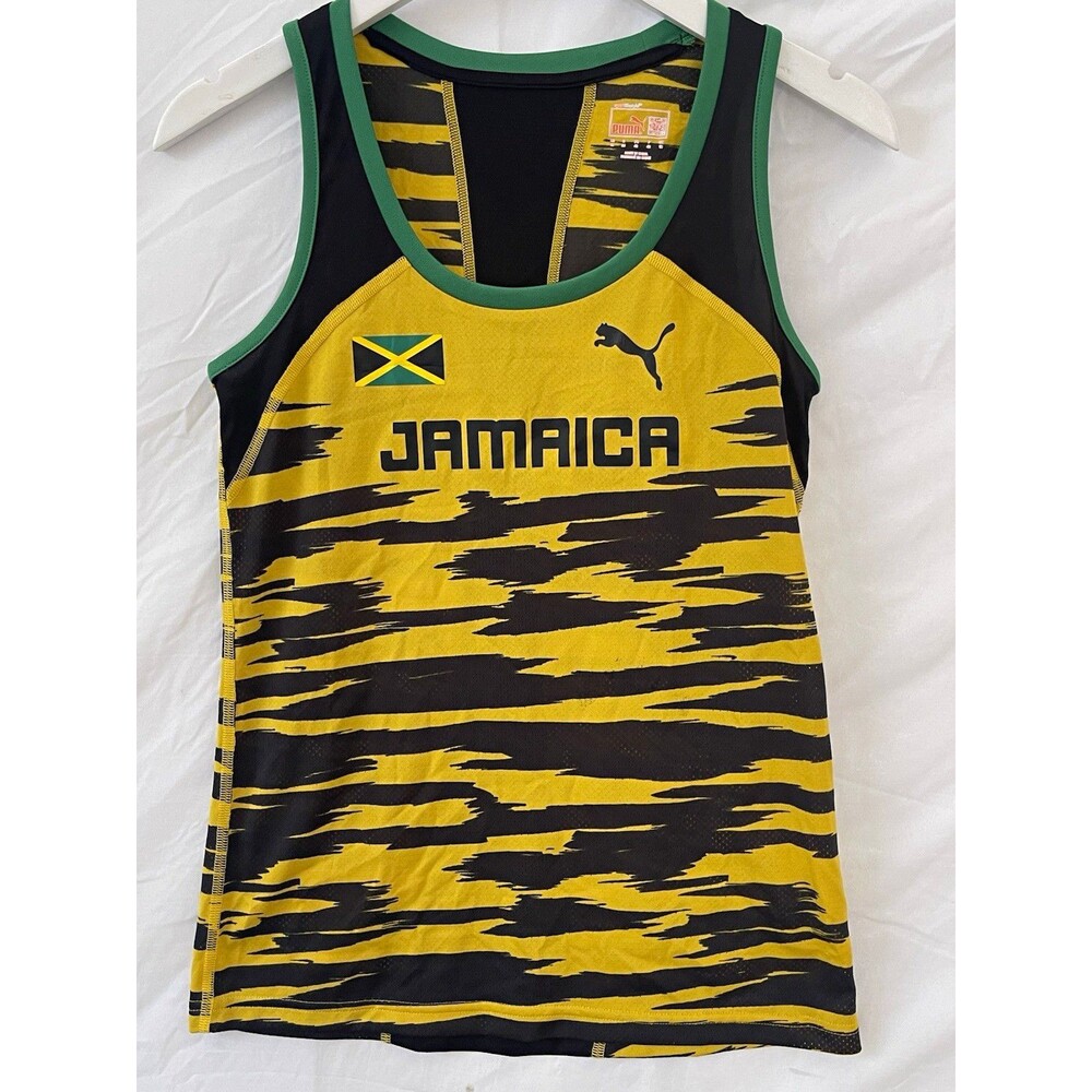 PUMA Jamaica National Team Track Tank Top Women-M Yellow Black Green Sleeveless